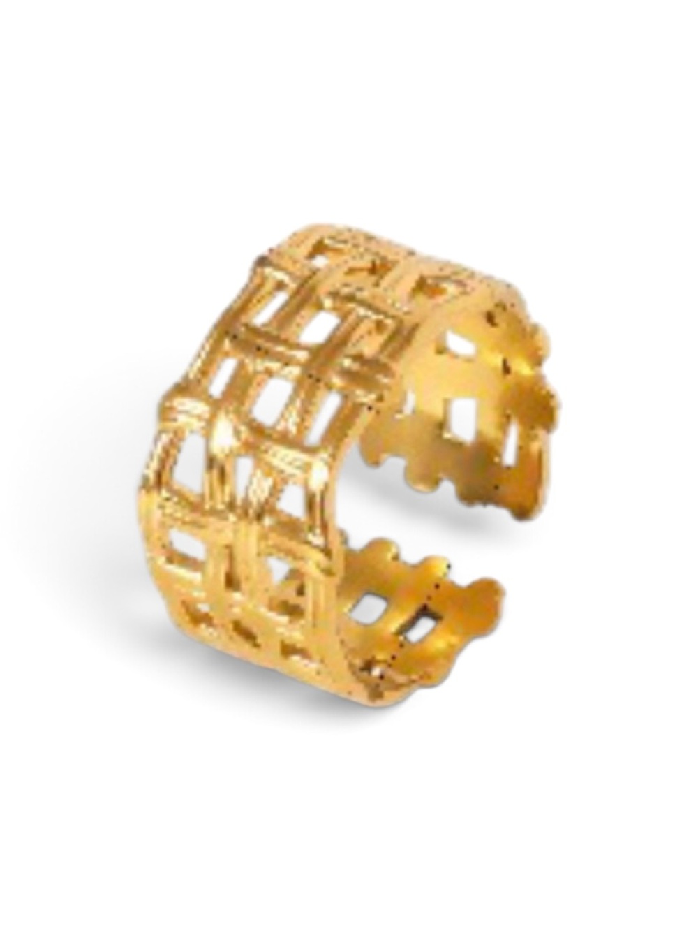 18k gold plated Elegant Openwork Gold Cuff Ring - Women's Jewelry